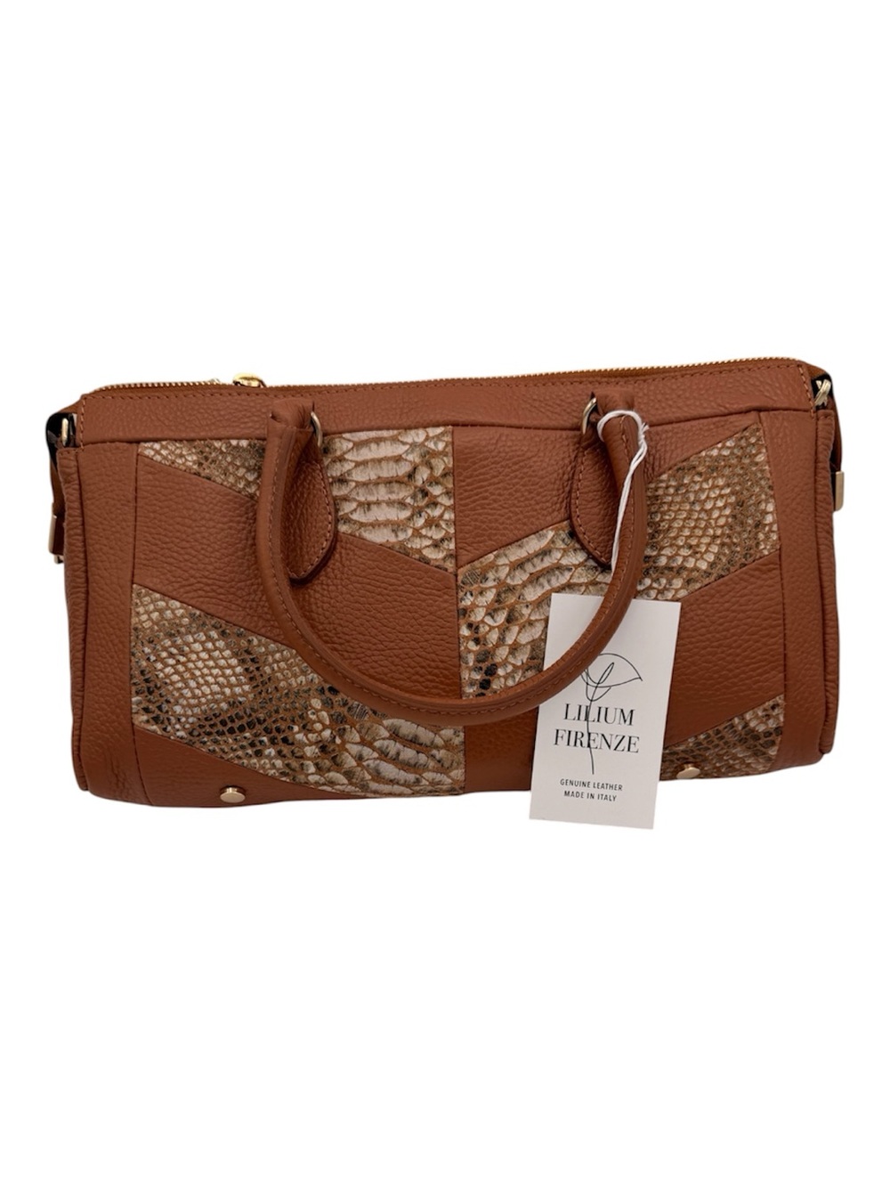 Lilium Firenze Brown Leather Patchwork Satchel